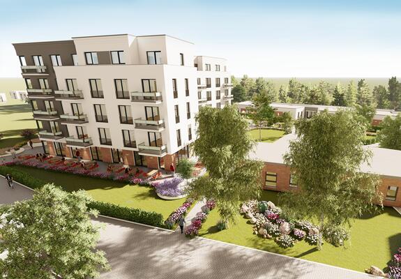 Das Apartmenthaus im neuen inklusiven Wohnquartier nimmt Formen an