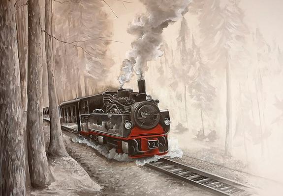 Die mächtige Dampflok kommt mit tobendem Geräusch ihrem Ziel näher – im Zug  die junge Frau auf dem Weg zu ihrer Liebe.