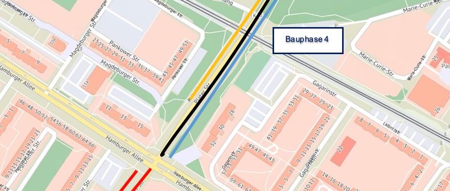 Lageplan der verschiedenen Bauphasen der Instandsetzung in der Plater Straße, Foto: GAIA-MV