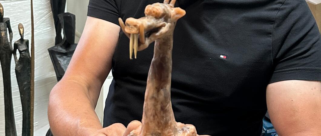 Ein Wachs-Modell des Glücksdrachen hat Künstler Nando Kallweit bereits angefertigt | Foto: maxpress
