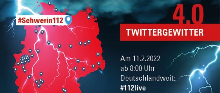 Unter dem Hashtag #Schwerin112 twittert die Berufsfeuerwehr Schwerin am 11. Februar über ihr aktuelles Einsatzgeschehen