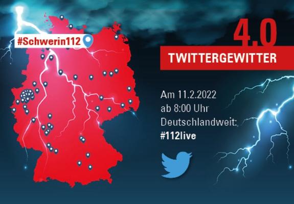 Unter dem Hashtag #Schwerin112 twittert die Berufsfeuerwehr Schwerin am 11. Februar über ihr aktuelles Einsatzgeschehen
