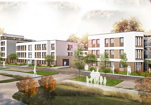 Auf dem Großen Dreesch nimmt der Lindenhof Gestalt an – ein Gebäudekomplex mit 52 Wohnungen in zeitgemäßem Baustil