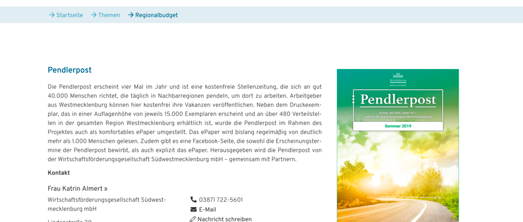 Aus dem Zeitungsformat „Pendlerpost“ wird die digitale „Jobpost“. Seit 2012 wurden Stellenanzeigen aus Schwerin und der Region über die Zeitung „Pendlerpost“ an pendelnde und wechselwillige Arbeitnehmer*innen verteilt.