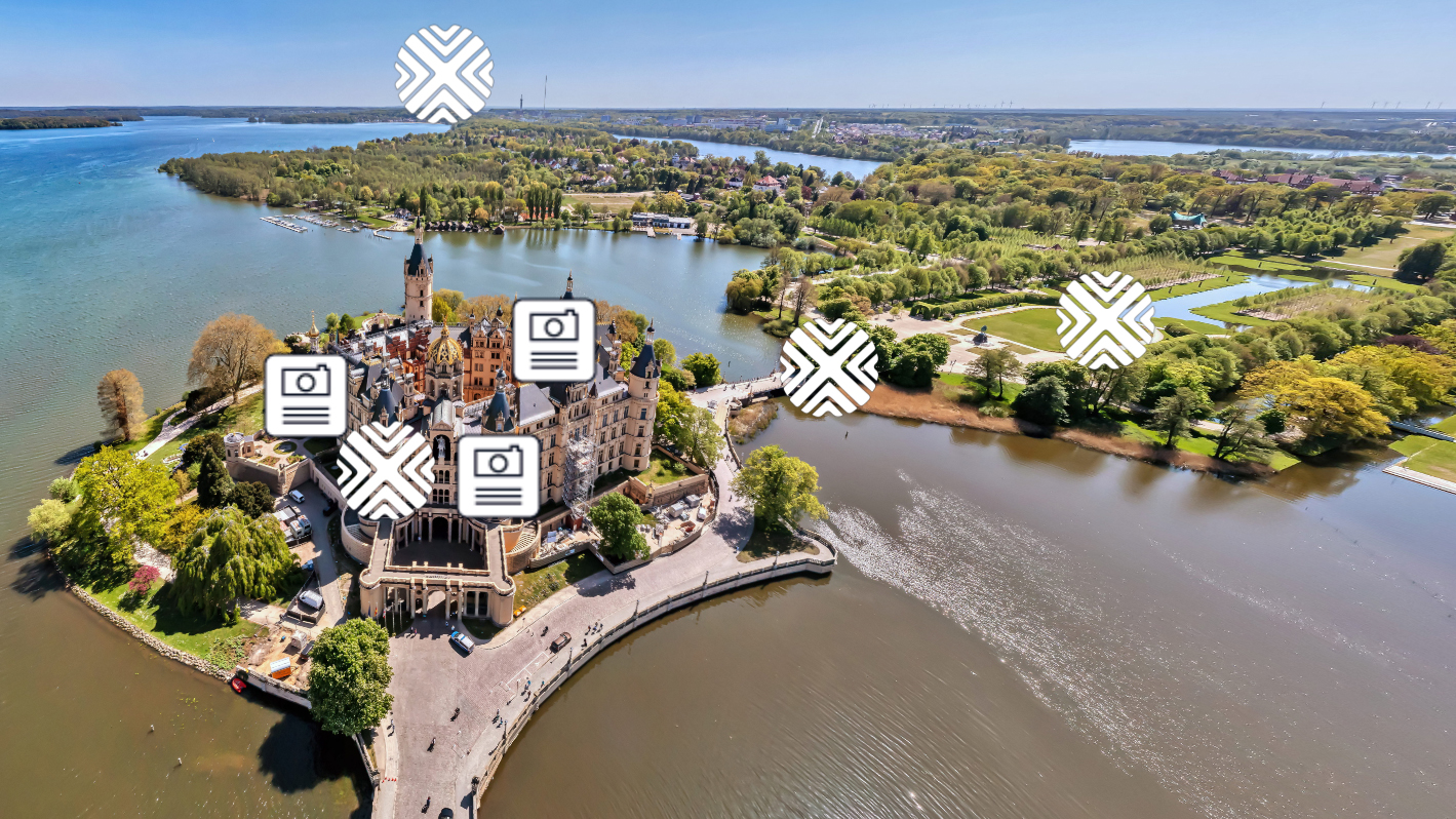 360-Grad-Panoramen bieten wunderschöne Aussichten auf die schönsten Plätze Schwerins, aus der Luft und am Boden. Klick für Klick eröffnen sich neue Einblicke in die Landeshaupstadt
