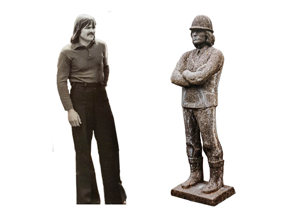 Wenn es nach hauspost-Leser Joachim Jägel geht, sieht einer der Mitreisenden (links) der Brigade Reinhold Huhn der Skulptur mehr als ähnlich
